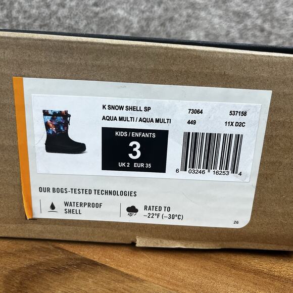 Bogs Snow Shell Aqua Multi Youth Size 3 Winter Boots Pull Up Waterproof Rainw - Picture 10 of 11